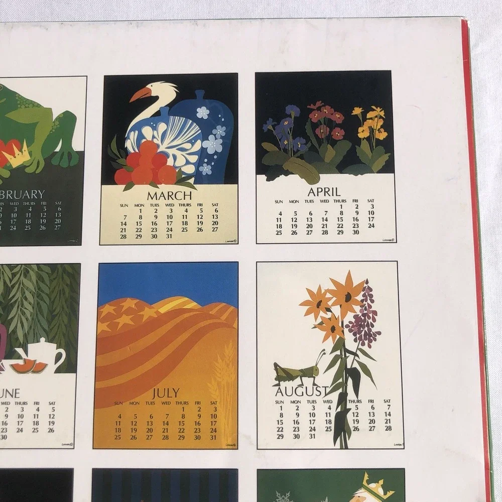 LINNEA POSTER CALENDAR for year 1993 - Complete Can Be Reused 2027 2038 2049
